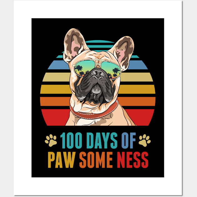 French Bulldog Dog 100 Days of School Funny Wall Art by TheBeardComic